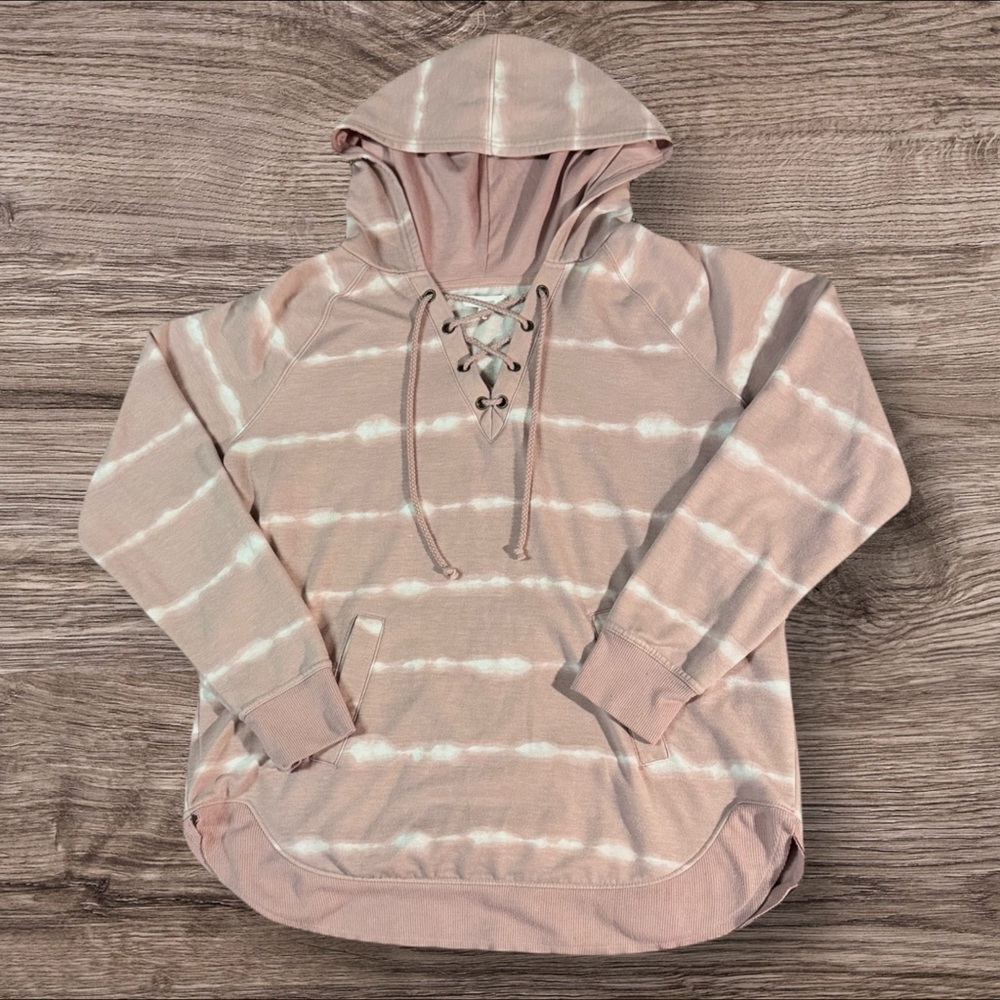 Maurices Pink Tie-Dye Lace-Up Hoodie